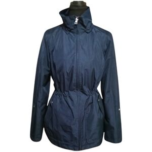 Hooded Jacket Fully Lined Rain Weather Coat Durable Toggle Waist Women's Sz M